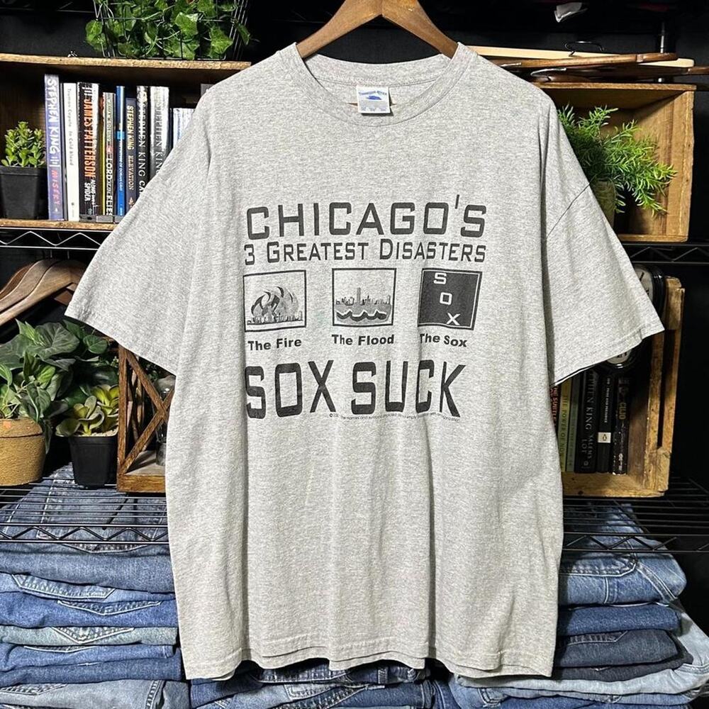 Vintage Y2K Chicago White Sox Comedy Joke Tee 2XL Grey Funny Joke Text Shirt